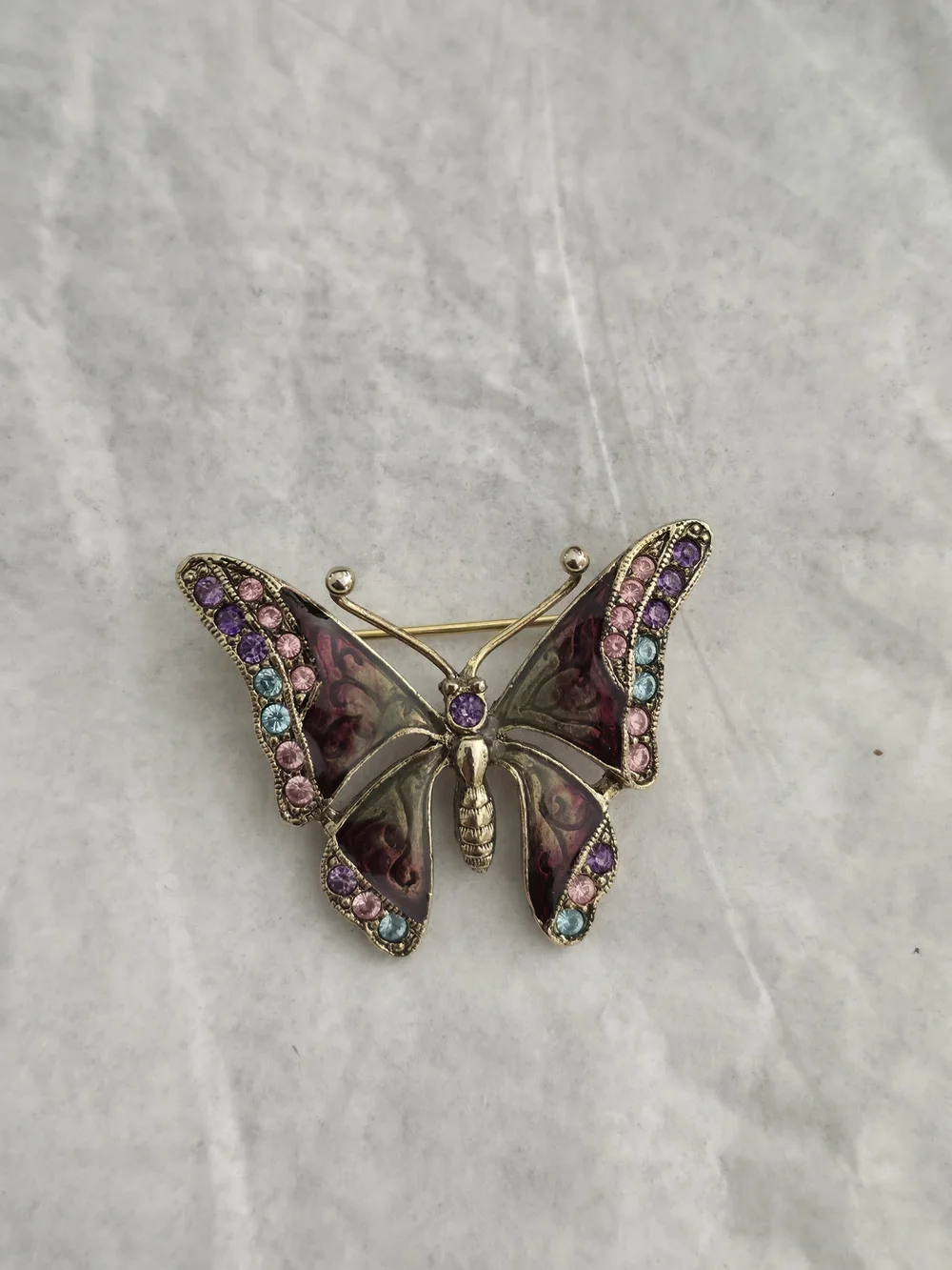 Butterfly Crystal Pin Brooch - Multicolor